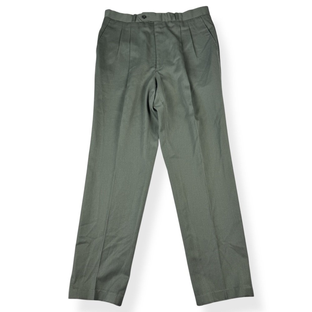 Sonneti Pleated Dress Pants Mens 33x30 Olive Green 100% Wool